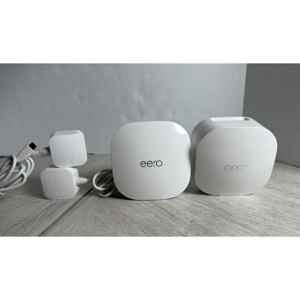 eero Mesh WiFi Router Extender System 2 Pack White Wireless With AC Adapters
